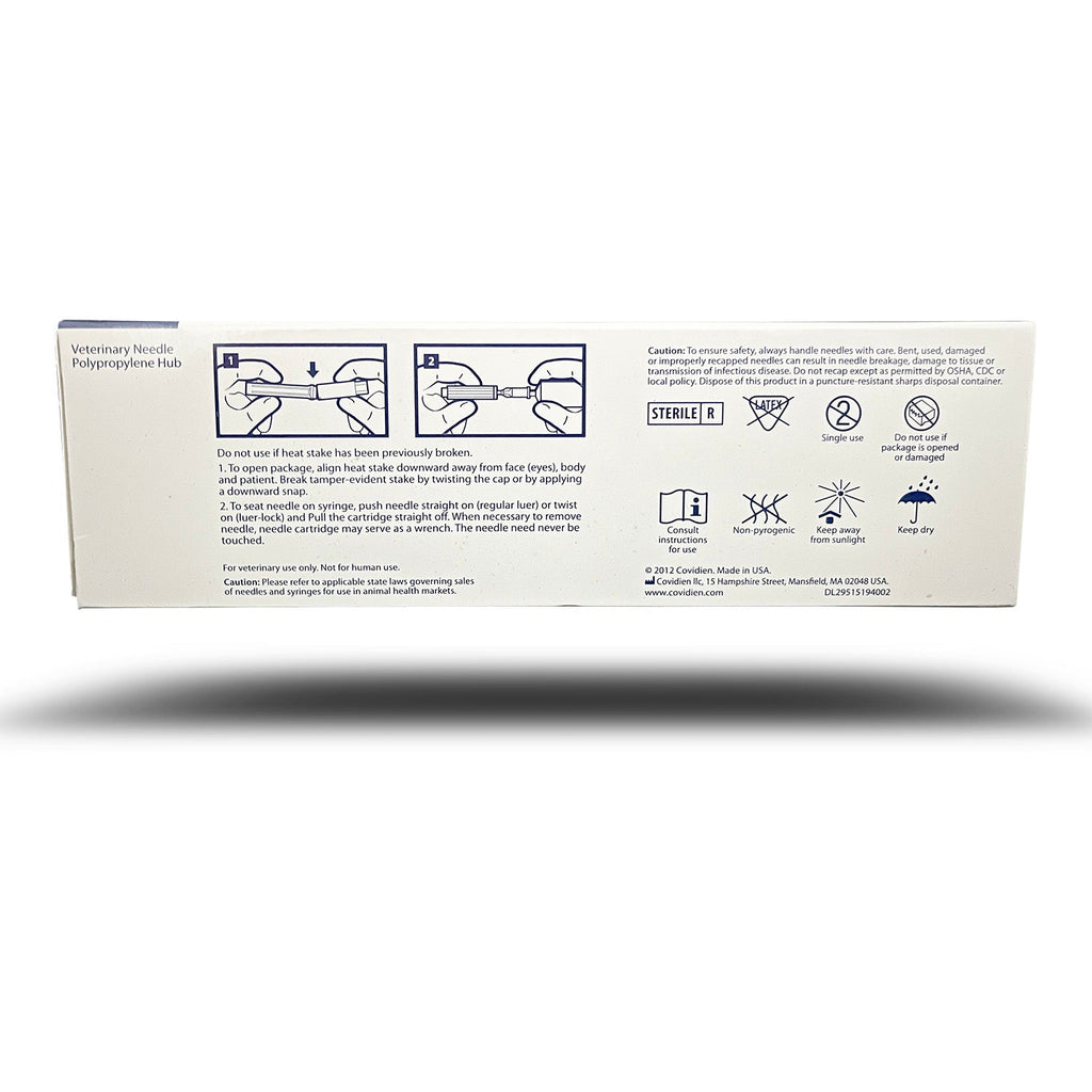 Monoject Professional Stainless Steel Veterinary Needles Polypropylene Hub 100ct