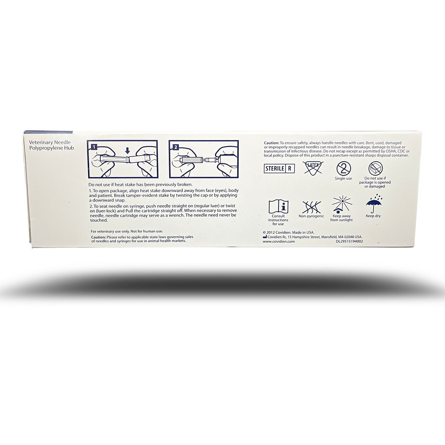 Monoject Professional Stainless Steel Veterinary Needles Polypropylene Hub 100ct