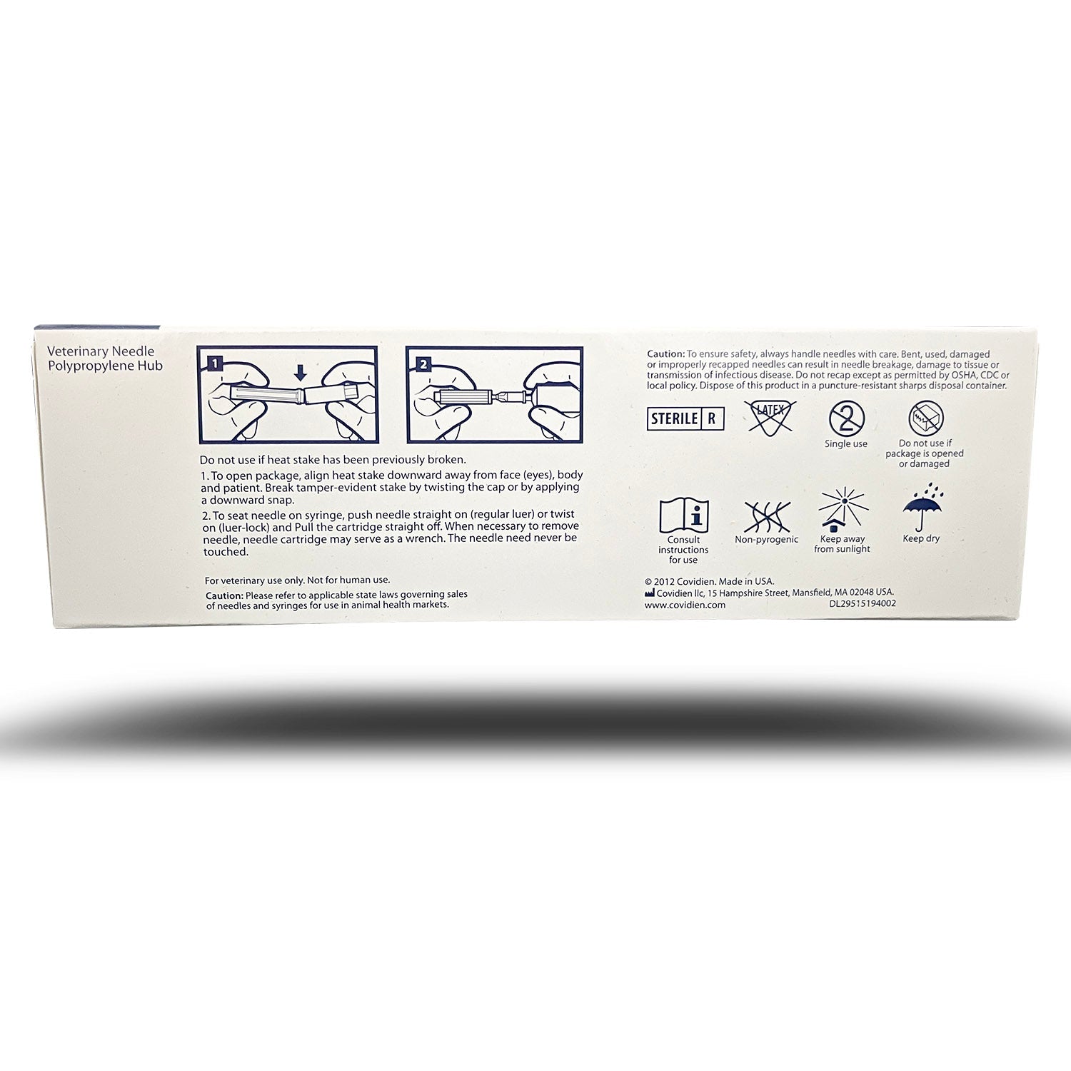 Monoject Professional Stainless Steel Veterinary Needles Polypropylene Hub 100ct