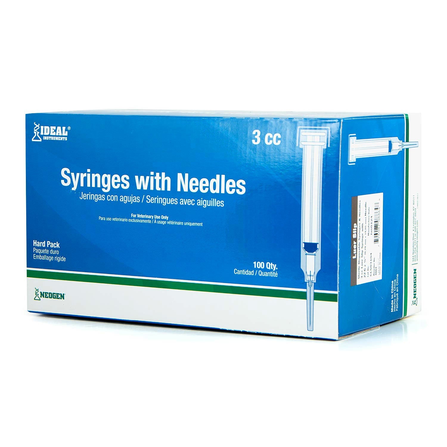 Ideal 3mL Luer Slip Syringe and Needle Combo 100 Pack