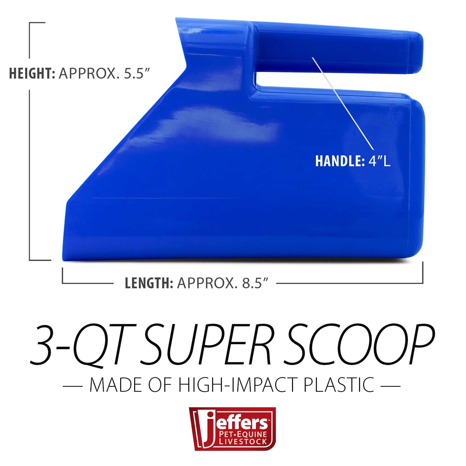 Jeffers 3 Quart Super Scoop Durable Plastic Feed Grain Shovel