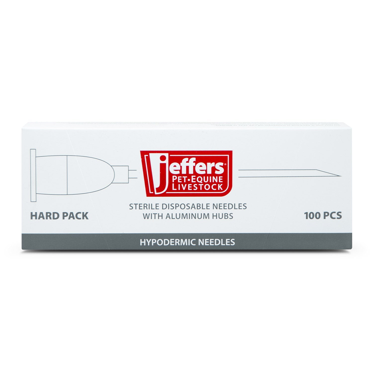 Jeffers Ultra Sharp Aluminum Hub Veterinary Needles Box of 100