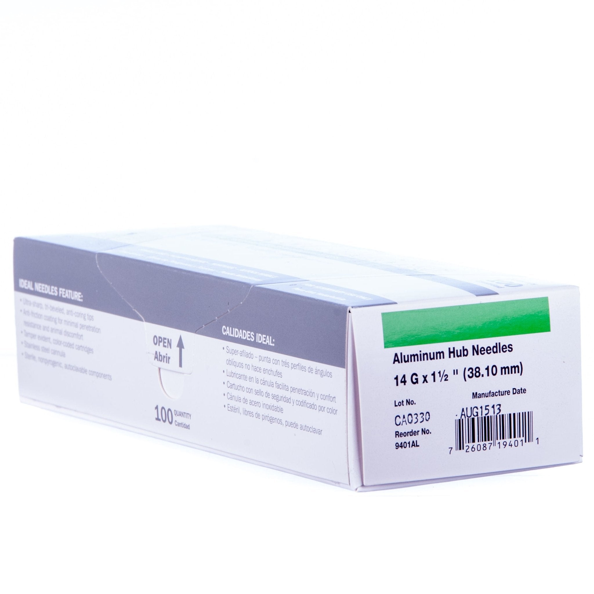 Jeffers Ultra Sharp Aluminum Hub Veterinary Needles Box of 100