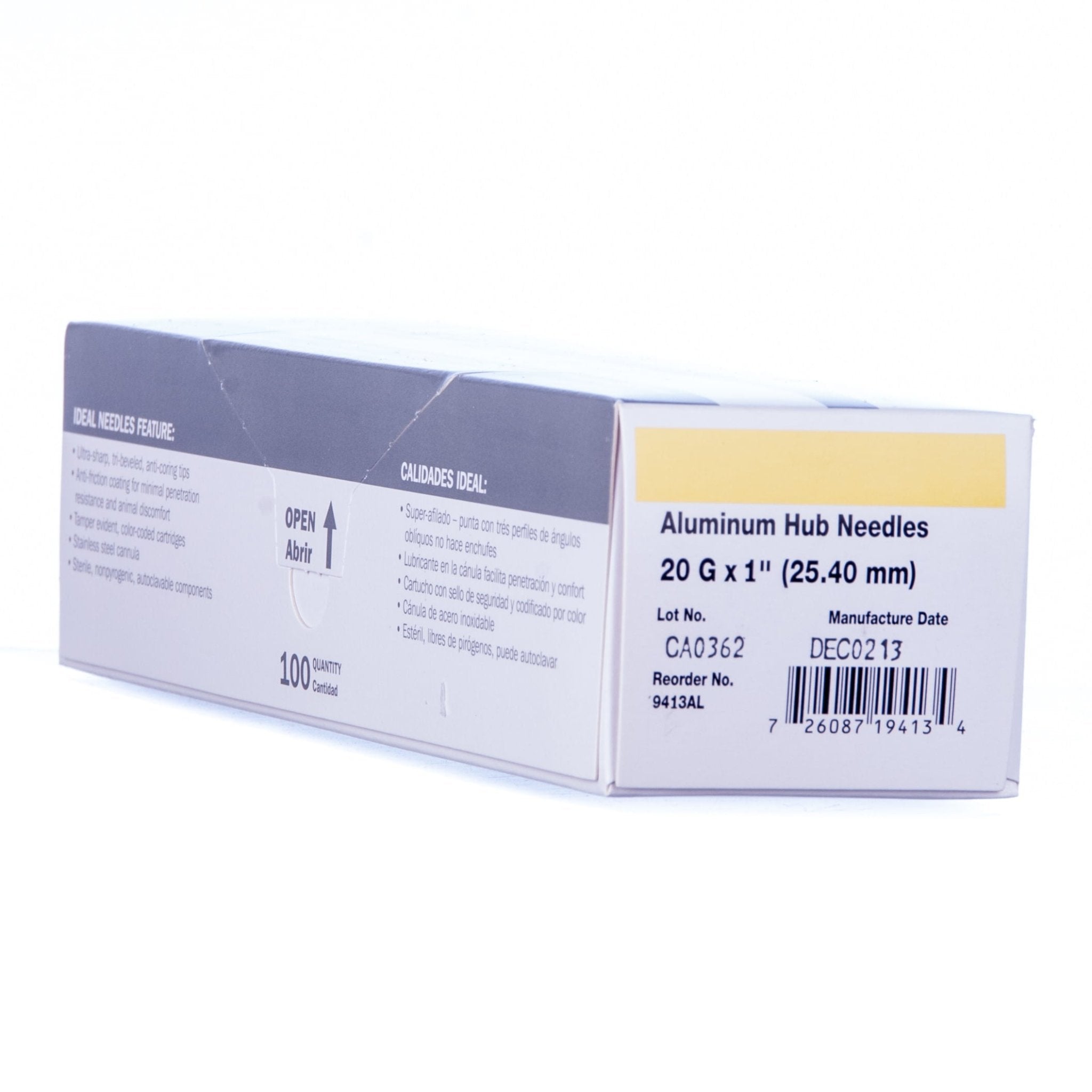 Jeffers Ultra Sharp Aluminum Hub Veterinary Needles Box of 100