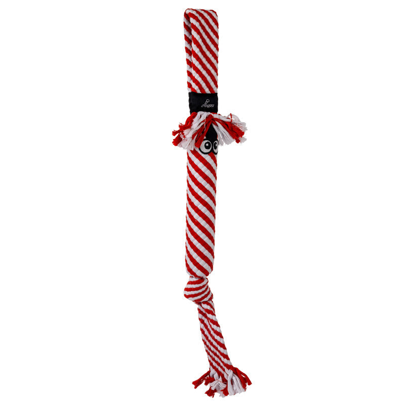 KONG Holiday Scrubz Candy Cane Festive Interactive Dog Tug Toy