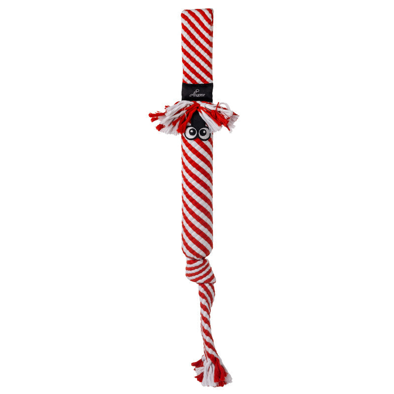 KONG Holiday Scrubz Candy Cane Festive Interactive Dog Tug Toy