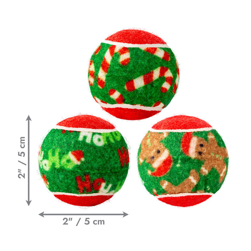 KONG Holiday SqueakAir Festive Squeaky Dog Tennis Balls 6 Pack