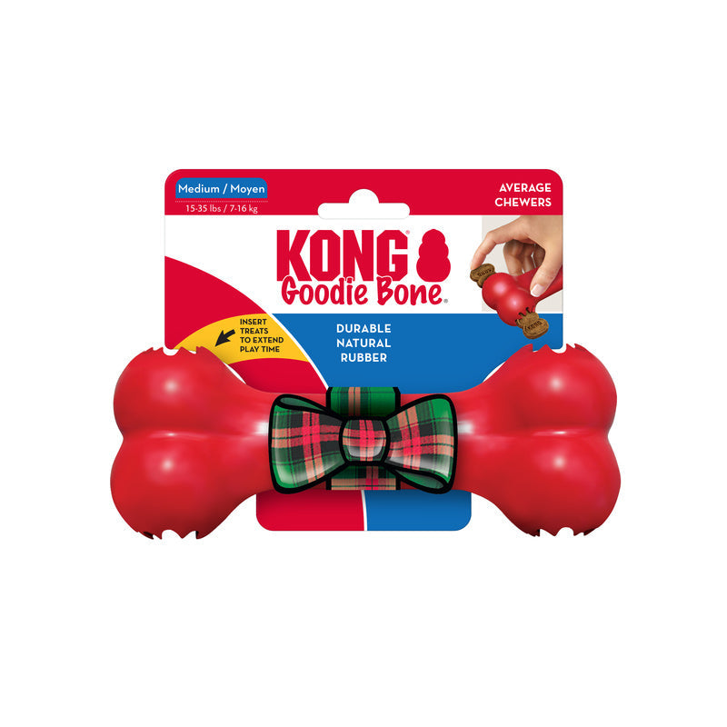 KONG Goodie Bone Medium Red Rubber Treat Dispensing Dog Toy