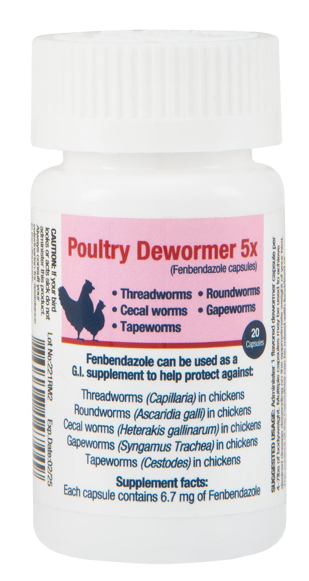 RNA Supplements Poultry Dewormer 5x Broad Spectrum Intestinal Parasite Capsules