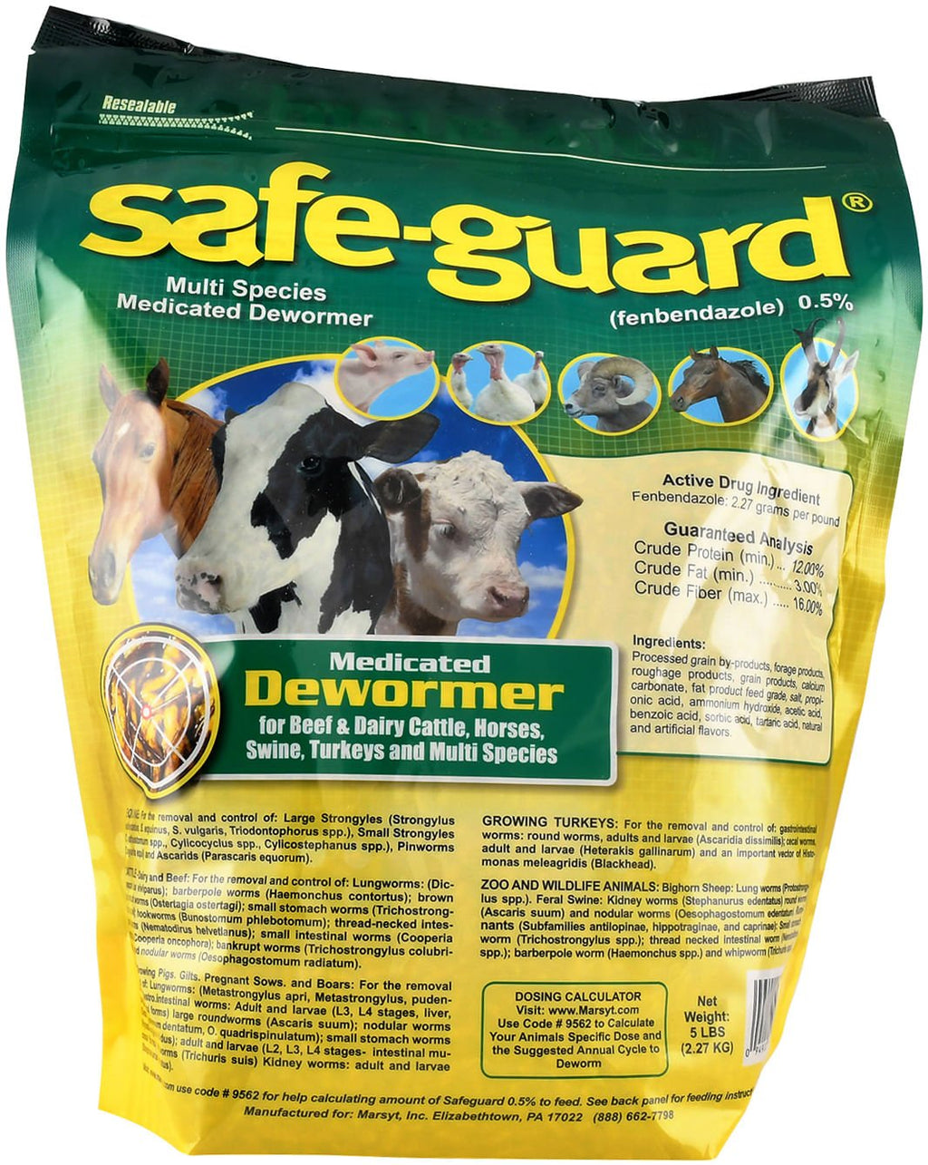 Safe-Guard Multi-Species Fenbendazole Dewormer Pellets for Livestock and Horses