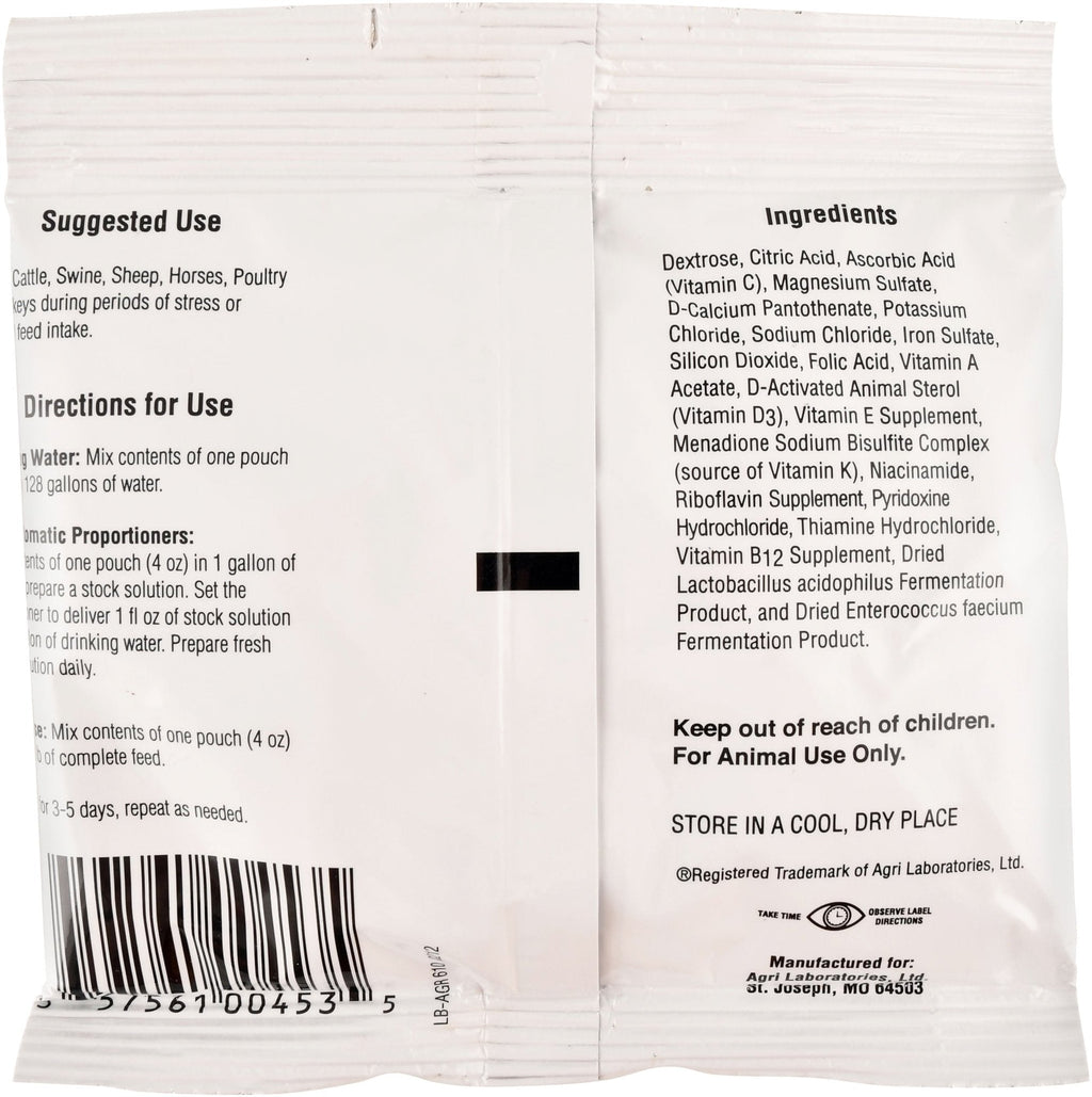 AgriLabs Vitamins & Electrolytes PLUS Probiotic Supplement for Livestock 4oz