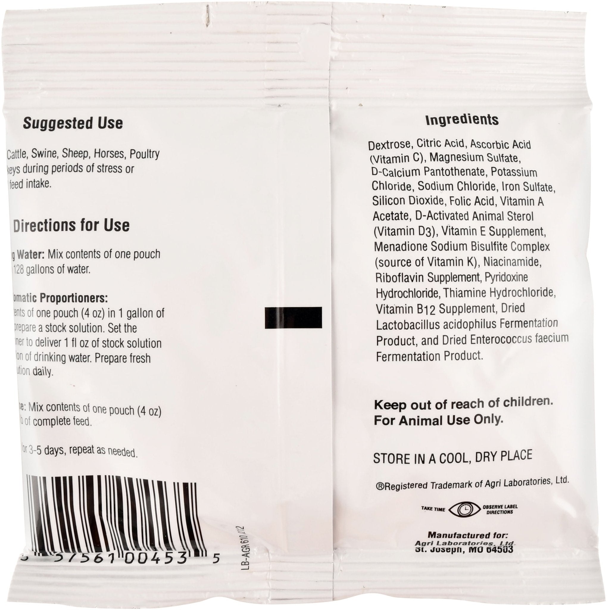 AgriLabs Vitamins & Electrolytes PLUS Probiotic Supplement for Livestock 4oz